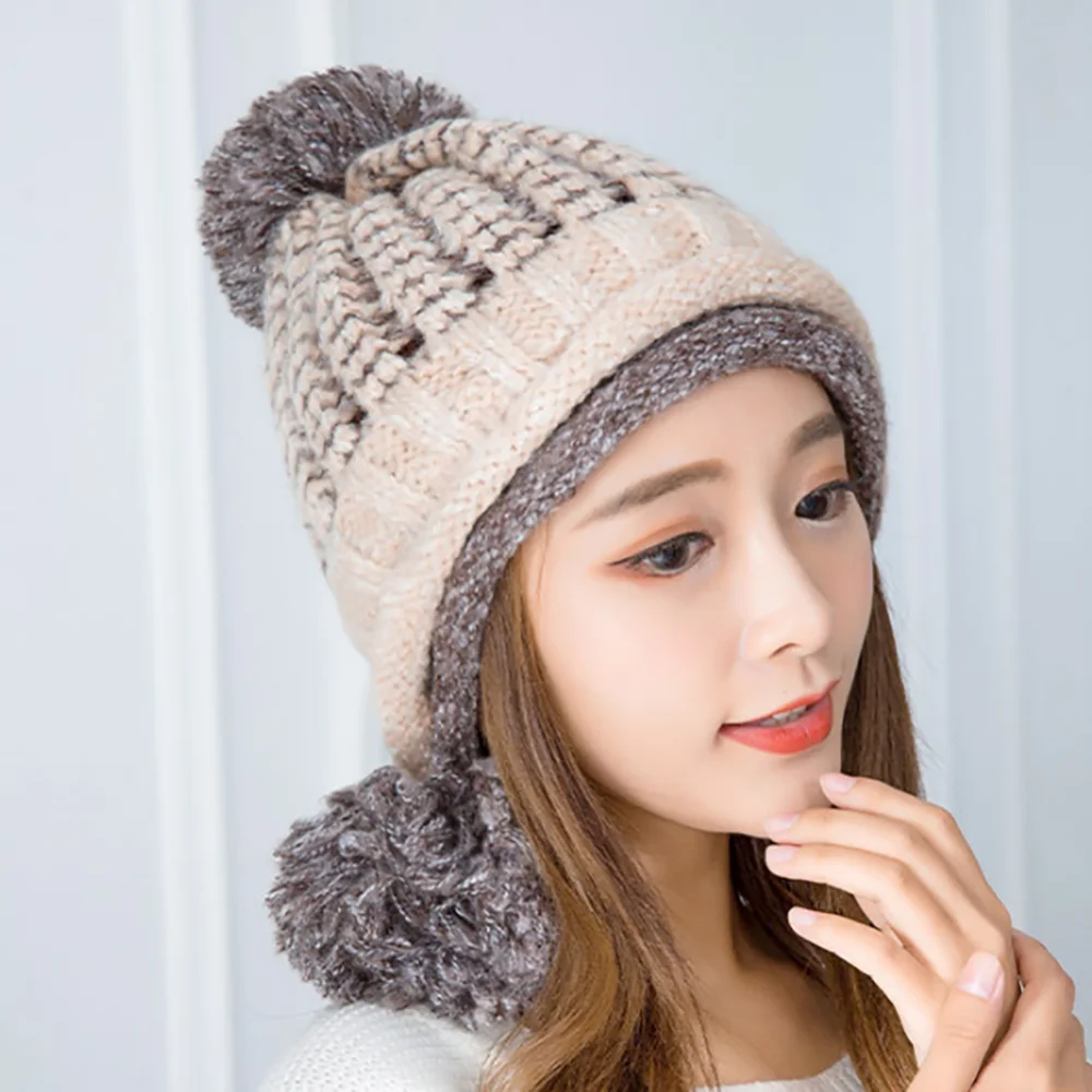 Outdoor Beanies Cap Thick Thermal Knitted Hat Headwear Snowboarding Skiing Apparel Accessories For Women new