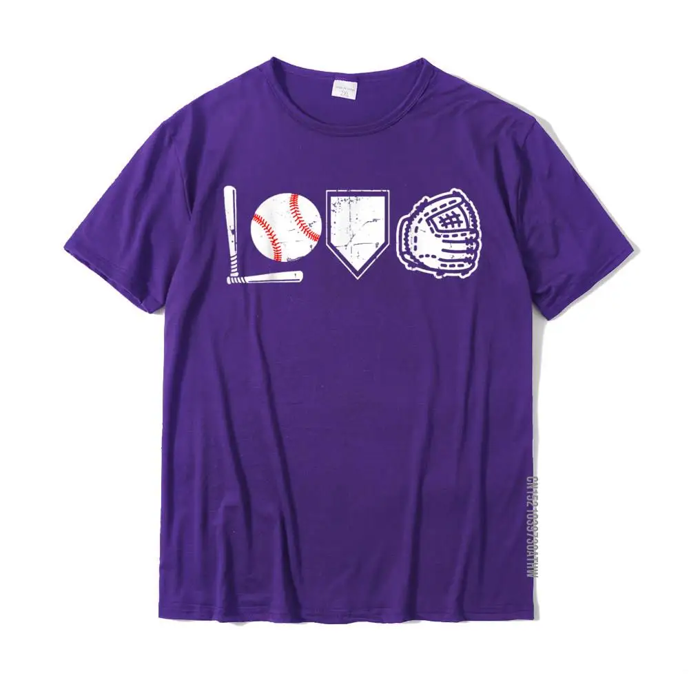 Design Classic Tops Shirts for Students Funny Mother Day Crewneck 100% Cotton Short Sleeve Tshirts Camisa Tops Tees I Love Baseball T-Shirt Baseball Heart__MZ18502 purple