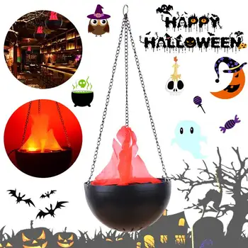 

LED Hanging Electric Simulation Flame Lamp Halloween Decoration Bonfire Brazier Lamp 3D Dynamic Christmas Projector Lights