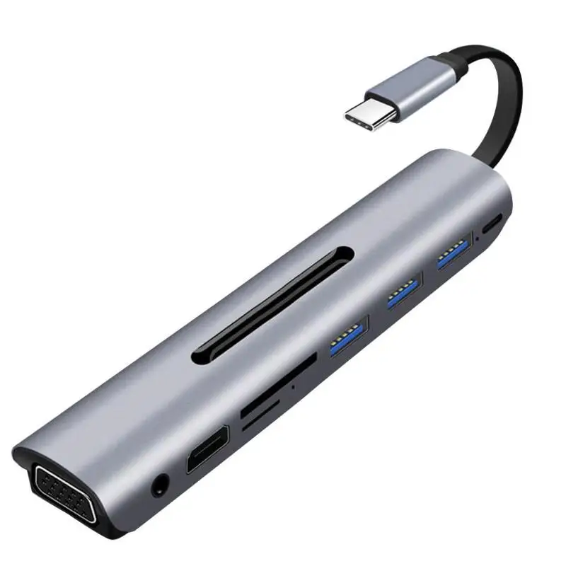 Кабель E0103 HDMI/VGA/Аудио/TF/карта памяти/3 USB/USB-C PD тип-c концентратор Поддержка прямой доставки