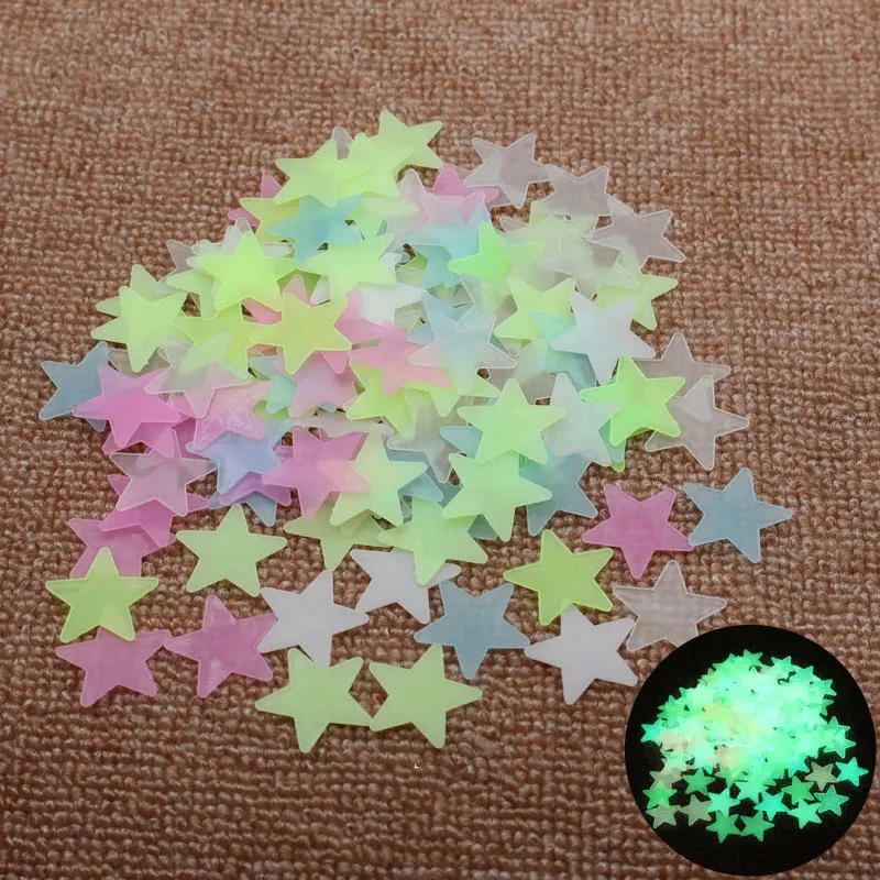 multicolor 100 шт./упак. световой серии Звезды 3D наклейки на стену Гостиная DIY настенные наклейки флуоресцентные светящиеся настенные наклейки для детской комнаты - Цвет: multicolor