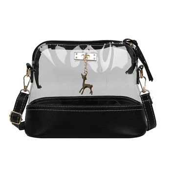 

Clear Transparent PVC Shoulder Bags Women Shell Deer Jelly Bags Purse Solid Color Handbags sac a main femme Crossbody Bag