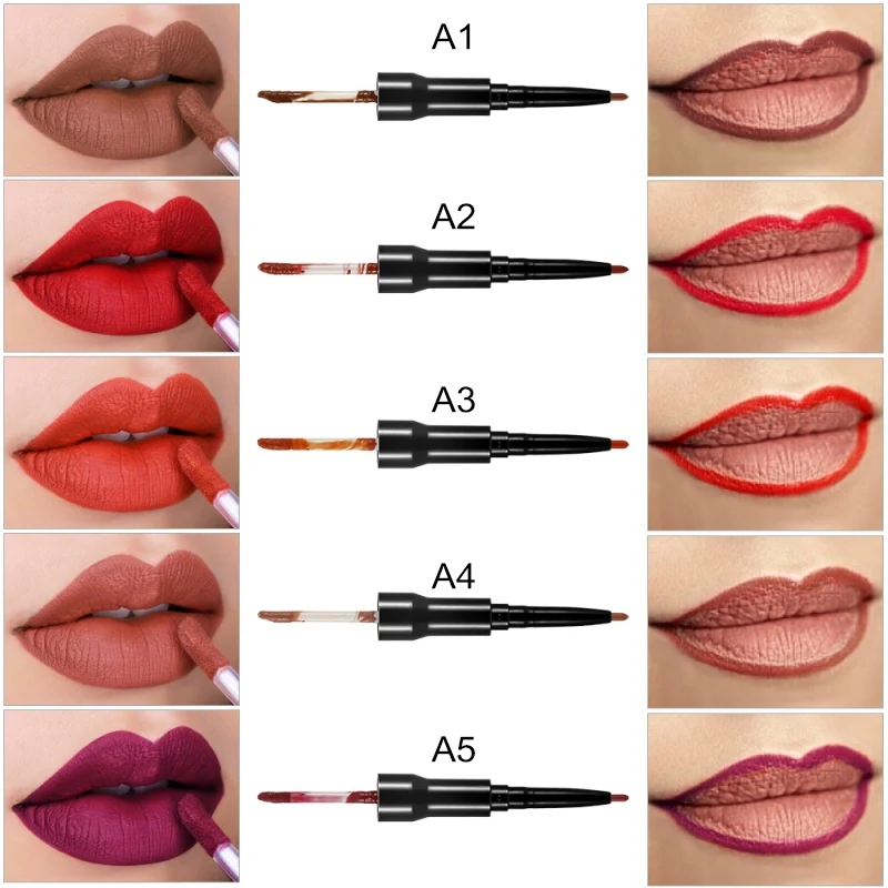Maquillaje двухглавый матовый карандаш для губ помада ручка стойкие пигменты Водонепроницаемый Макияж инструмент красивый и модный