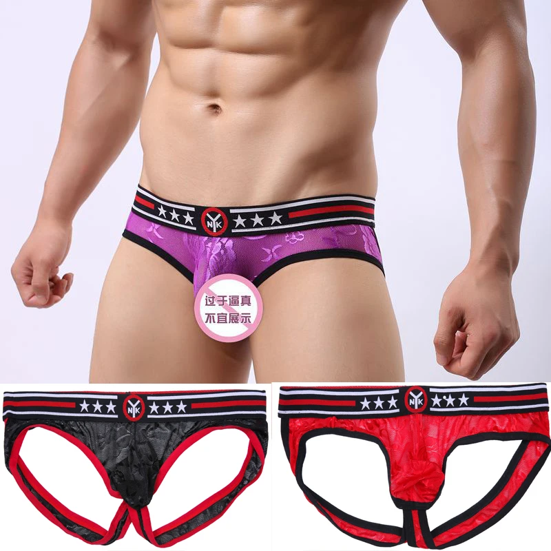 

Men G-Strings Jockstrap Soft Lace Underwear Sexy Gay Sissy Tanga Hombre Jockstrap Penise Bag Breathable Thin Men Underwear