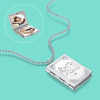 

Fine Jewelry Necklace Women 925 Sterling Silver Square Photo Box Pendant Necklace Creative Souvenir Gift Free Custom Photo