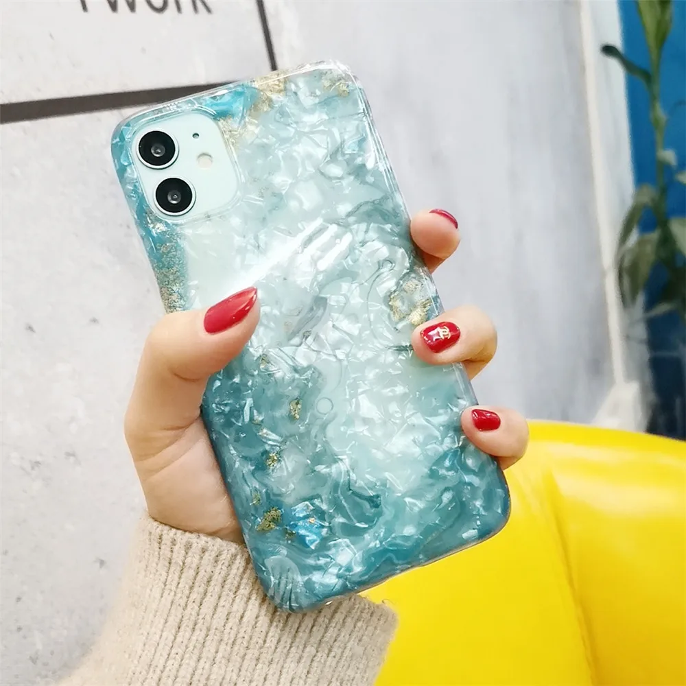 9 Глянцевый мраморный чехол для iphone XR, чехол с блестящим рисунком раковины, силиконовый чехол для iphone 6S 7 8 Plus X XR XS Max 11 Pro, чехол 11 - Цвет: 9