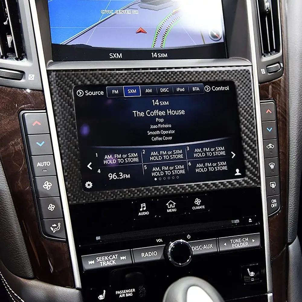 Консоль из углеродного волокна для gps-навигации, Накладка для Infiniti Q50 V37+ украшение интерьера автомобиля