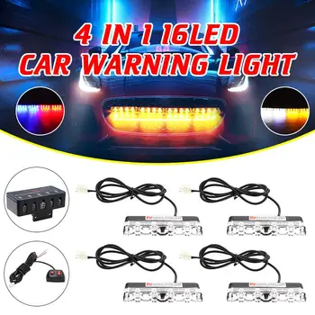 

16W 4-in-1 16 LED Strobe Lights Bumper Grille Warning Lamp with Controller Mode Switch