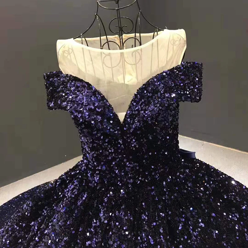 J66991 Jancember Формальное длинное вечернее платье с блестками 2020 короткими рукавами