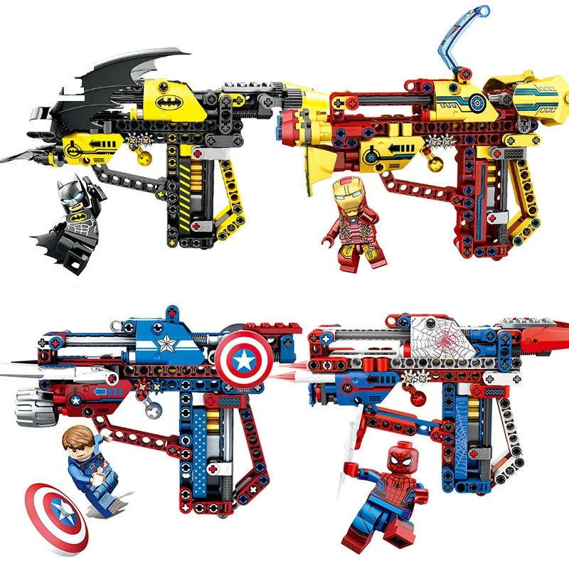 

For legoing marvel Super heroes toy pistol building blocks Iron Man Batman American Team Leader toys for children Friends Gifts