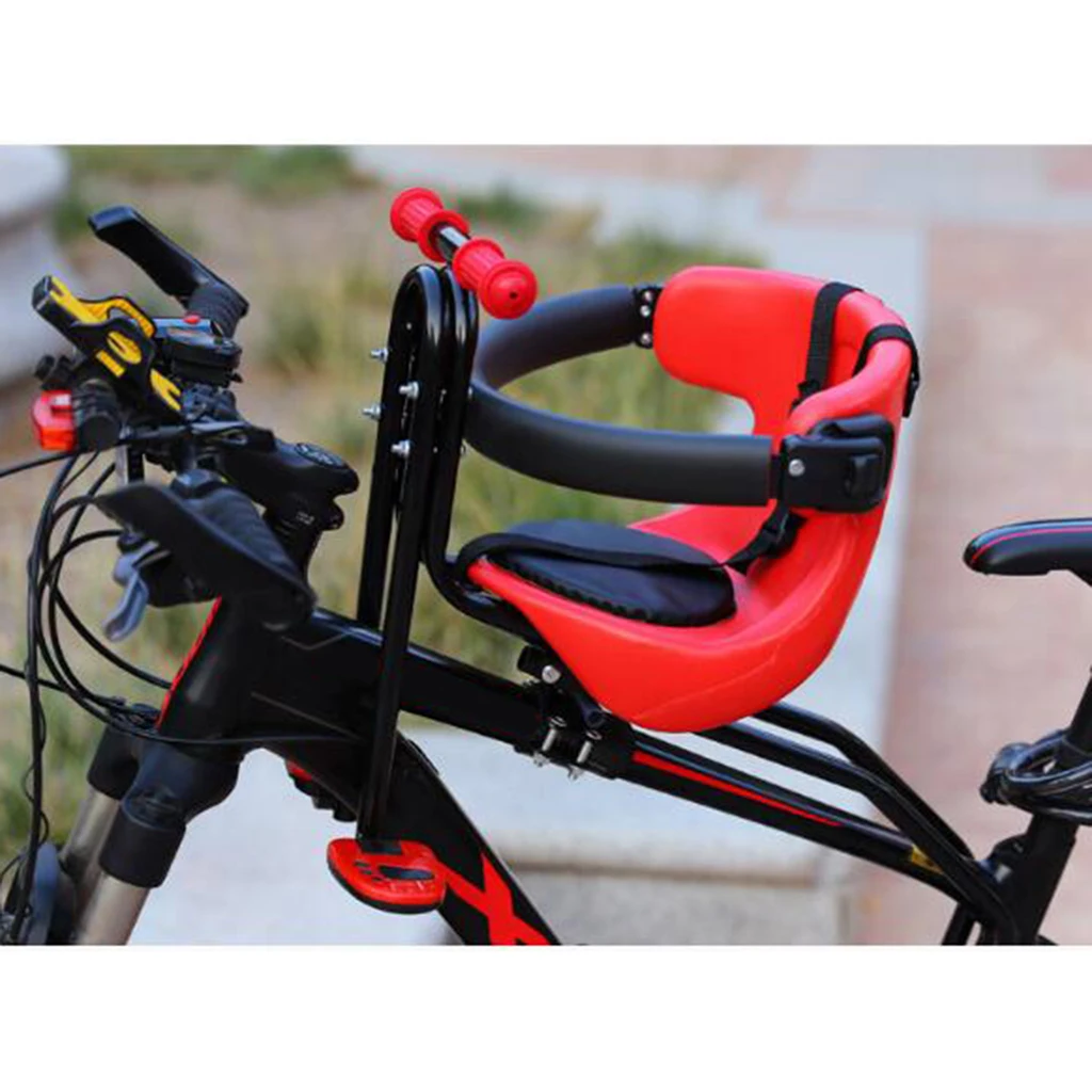 Baby Seat Safety Child Bicycle Seat Bike Front Kids Saddle with Foot Pedals Back Rest Guardrail for MTB Road Bike