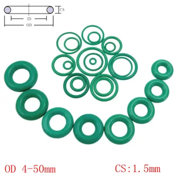 

Green FKM Fluorine Rubber O Ring O-Ring Oil Sealing Gasket CS 1.5mm OD 4-50mm