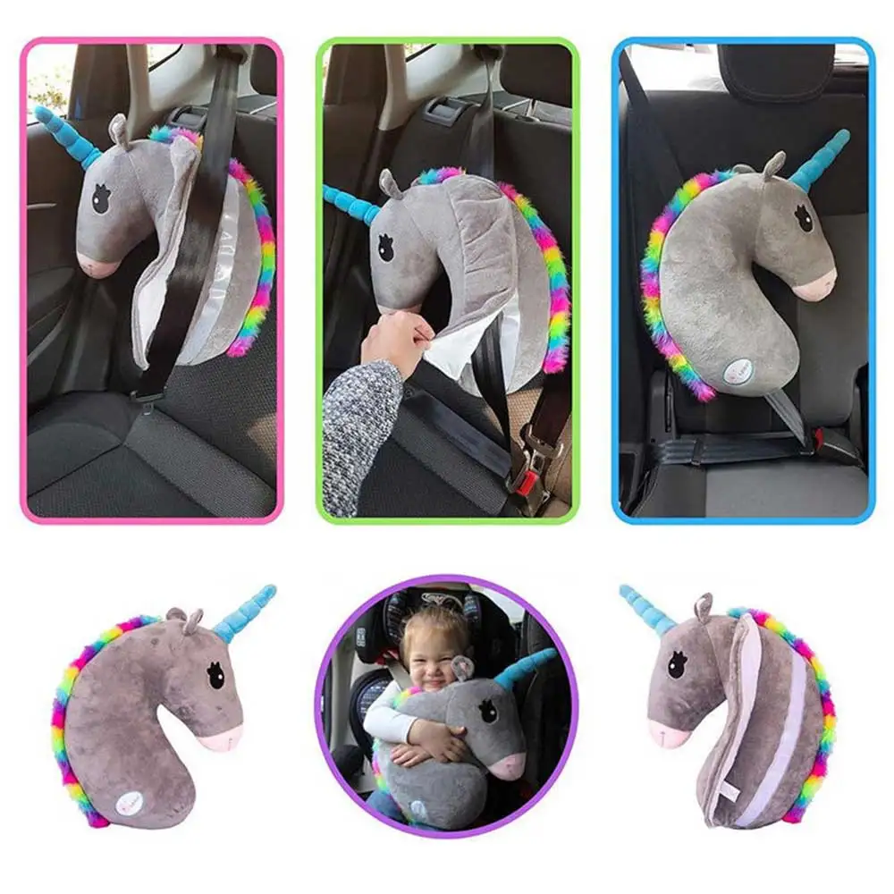 Baby Kid Travel Unicorn Pillow Children Head Neck Support Protect Car Seat Belt Pillow Shoulder Safety Strap Cute Animal Cushion 3