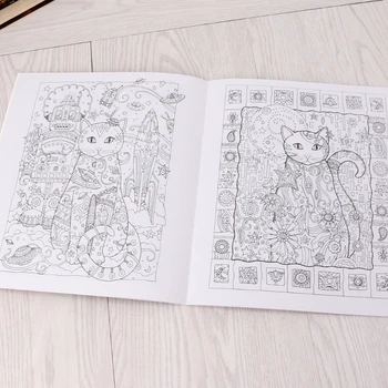 

24 Pages Creative Cat Coloring Book Kill Time Painting Drawing Book For Children