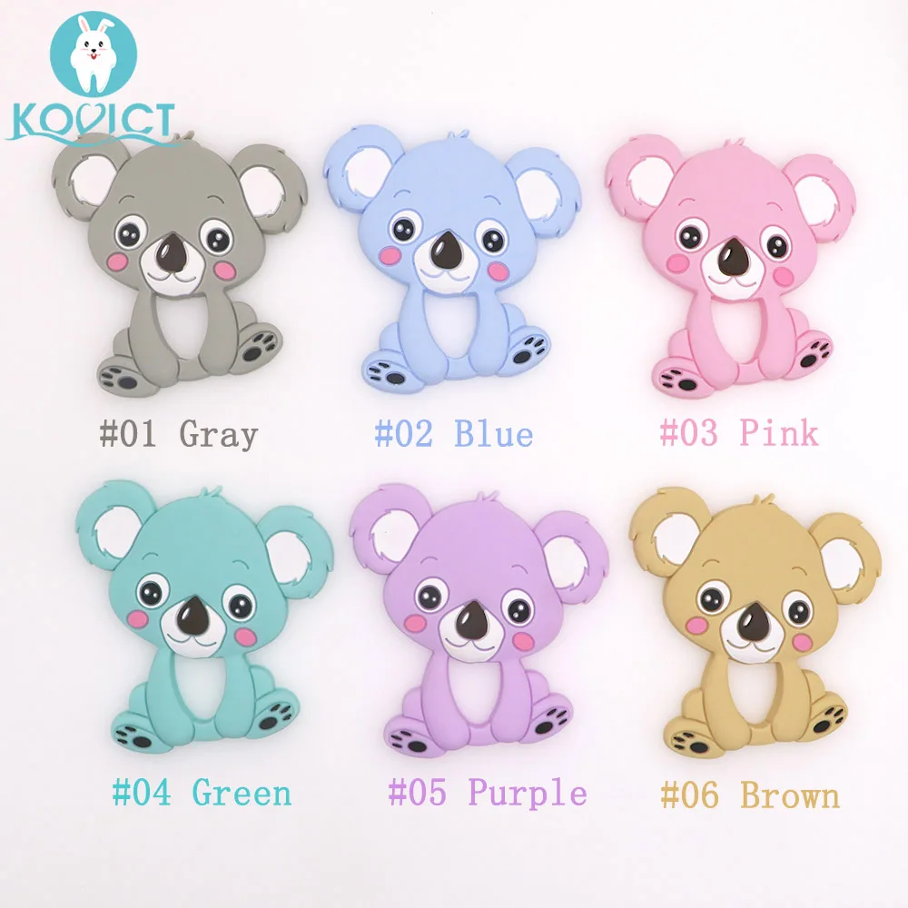 kovict 1pc Baby Koala Silicone Teether Teething Chew Toy Infant Teether Beads DIY Necklace Nursing Pendant Food Grade Silicone