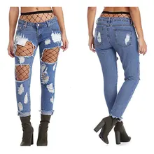 Горячая Распродажа, выдалбливают сетчатые Лоскутные узкие джинсы для женщин, с низким рисом, рваные джинсовые штаны, женские крутые брюки бойфренда