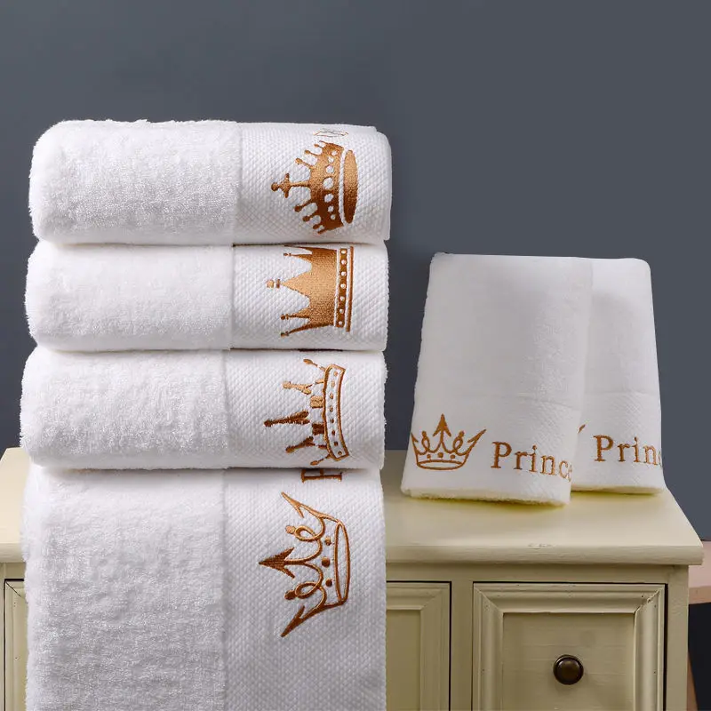 Luxury Hotel & Spa Collection, Personalized Towel, 100% Turkish Cotton 750+  GSM, Personalized Gift, Bathroom Dobby Border Bath Towel 27 X 54 (White