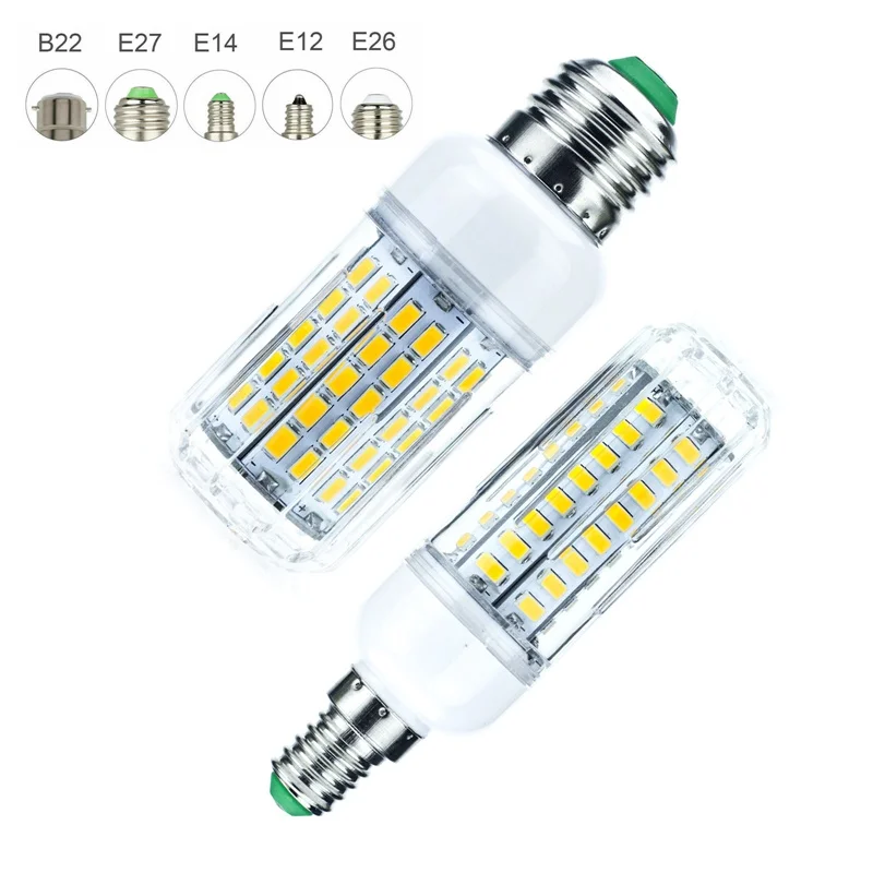 

Dimmable E27 LED Lamp E14 E12 LED Bulb SMD 5730 Corn Bulb 48 64 90 LEDs Chandelier Candle LED Light For Home Decoration Ampoule