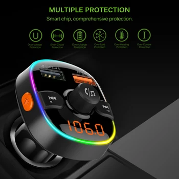 

Car Fm Transmitter Bluetooth 5.0 Modulator Adapter Battery Voltage TF Card Hands-Free Dual USB Smart Chip Car Mp3 Player