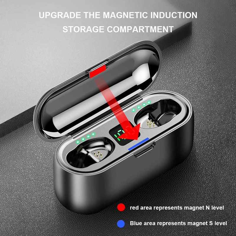 Bluetooth Earphone F9 Wireless Headset Smart Touch V5.0 Wireless Earbuds Headphone LED Power display With 2000 MAh Charging Box