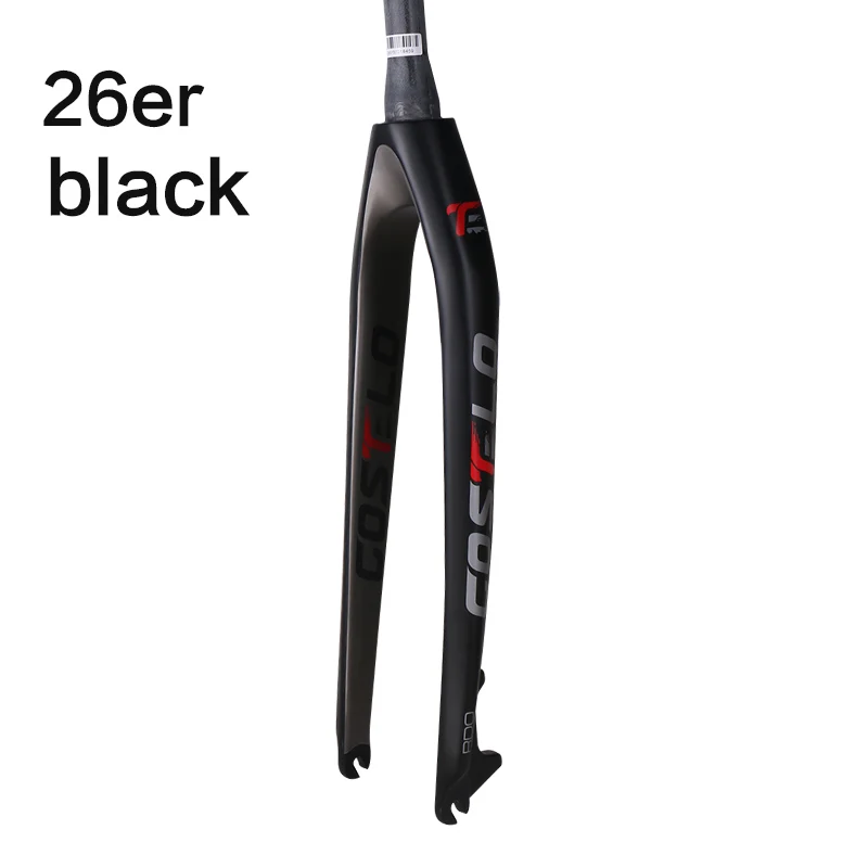 Costelo углеродная вилка mtb 26/27,5/29er 650B для горных велосипедов жесткая вилка для велосипедных частей велосипеда передняя дисковая вилка rock shox - Цвет: 26er black