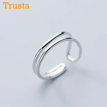 

Trustdavis 925 Sterling Silver Fashion Simple Double Layer Irregular Adjustable Tail Ring For Women Party Ring Jewelry DA1088