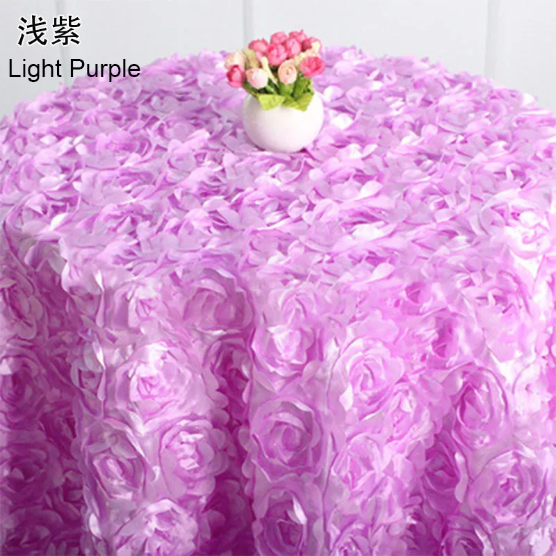 Yomdid Свадебная скатерть вышивка с розами цветок 3D покрытие стола банкетные вечерние круглые/прямоугольные украшения стола Рождественский подарок - Цвет: Light Purple