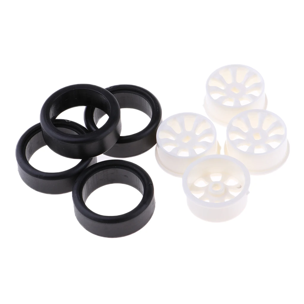 4Sets 1:24 RC Rock Crawler Rubber Tires & Plastic Wheel Rim Set for A252