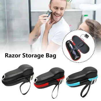 

Portable Travel Razor Storage Bag Men's Three-headed Razor Storage Bag PU Fabric With Charging Hole Bathroom Storage Supplies