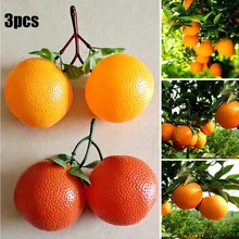 

3 Branches 15*13CM Simulation Plastic Orange Double Fork Orange Big Orange With Leaf Fake Fruit Prop Model