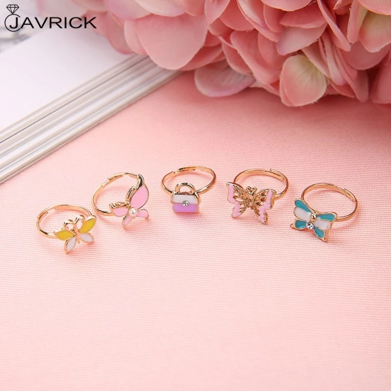 36 Pcs Ring Set Cartoon Children Flower Animal Adjustable Alloy Kids Rings