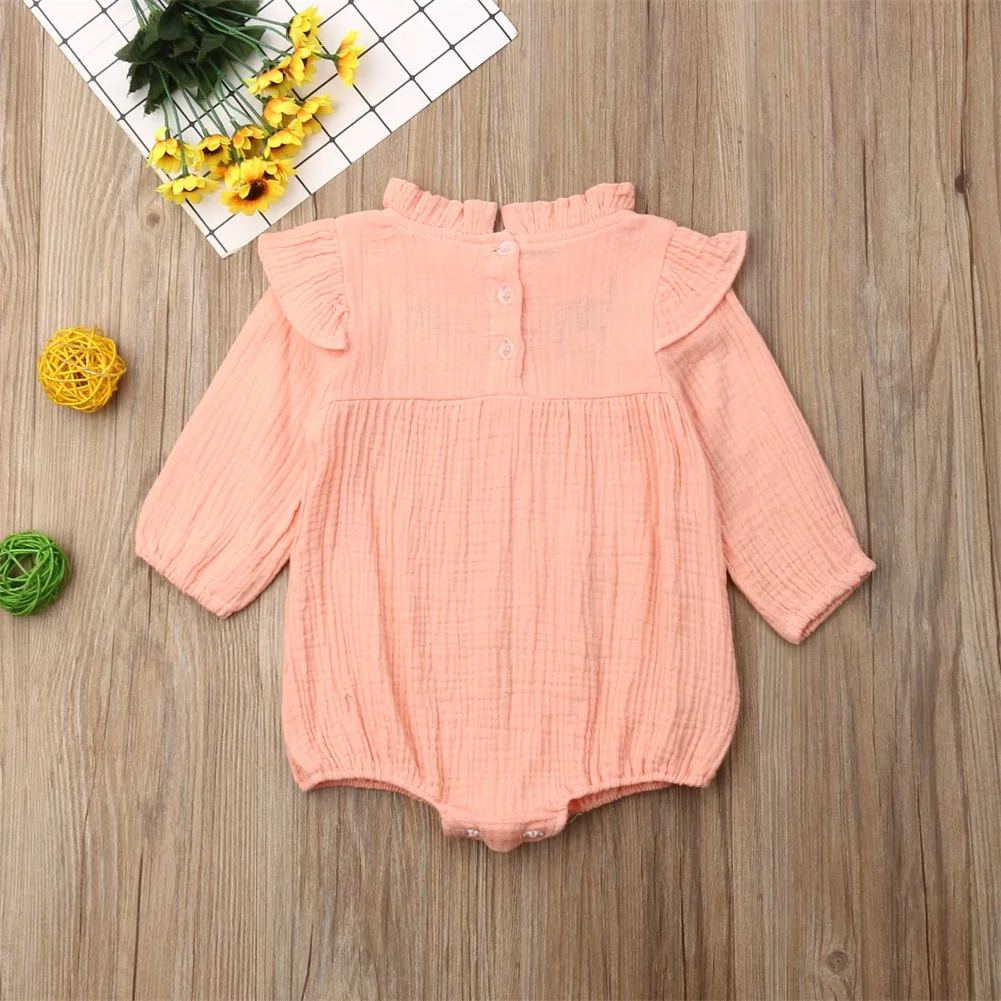 Emmababy/Одежда для новорожденных с длинными рукавами, джинсовый комбинезон для новорожденных девочек, боди, одежда, sunsuit, одежда для детей 0-24