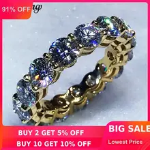 Choucong 3 colores anillo infinito oro amarillo lleno 925 anillo de compromiso de plata anillos de boda para mujeres 4MM 5A joyería de circón(China)