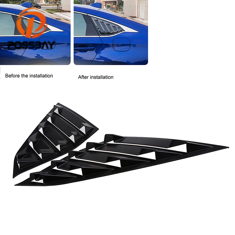 POSSBAY ABS Plastic Imitation Carbon Fiber Quarter Side Window Scoop Vent Louvers for Honda Accord Sedan 2018-Present | Автомобили и