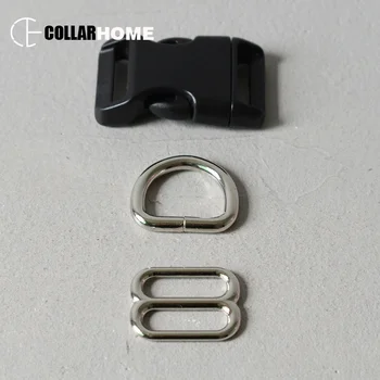 

200 sets metal D rings slider plastic release buckles 3/4" 20mm webbing knapsack belt straps adjuster DIY dog collar accessories