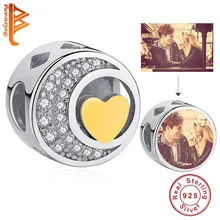 BELAWANG стерлингового серебра 925 пробы Луна подвеска в виде сердца подходит фото на заказ Сделай Сам хрустальные бусины и ювелирные изделия Аксессуары для рукоделия