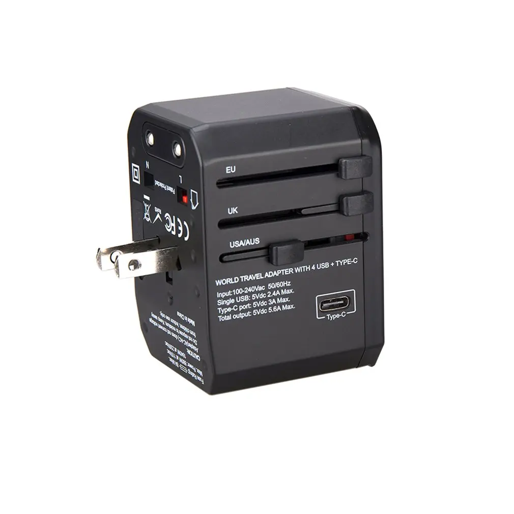 

4USB+TypeC Travel Global Switch Fast Charger Adapter with 4 USB Chorger All in one Adapter Universal Power Converter