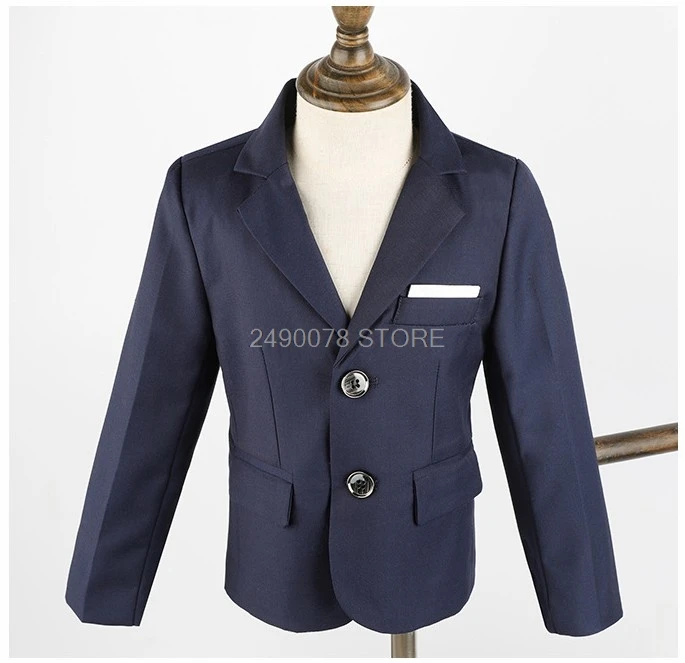 one blue jacket B От 2 до 16 лет блейзер для мальчиков с цветочным принтом; детский модный Блейзер; сезон весна-осень; куртка для мальчиков; детская официальная куртка для свадьбы, дня рождения, вечеринки - Цвет: one blue jacket B