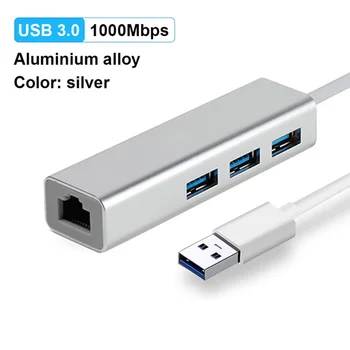 

USB 3.0/2.0 To RJ45 Hub 100/1000M Ethernet Adapter Network Card USB For Macbook USB Network Card Hub