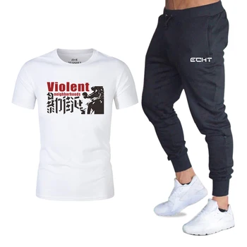 

2020 New Tracksuit Men Sets Male Sweatshirt Pants Summer Men's Cropped T Shirt trousers Casual Suits Sportswear Mens Clothing
