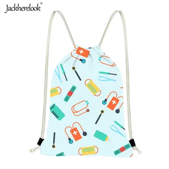 

Jackherelook Women Men Drawstring Bags Medicine Love Heart Pattern Backpack Travel Softback Mochila Gym Bag Running Cycling