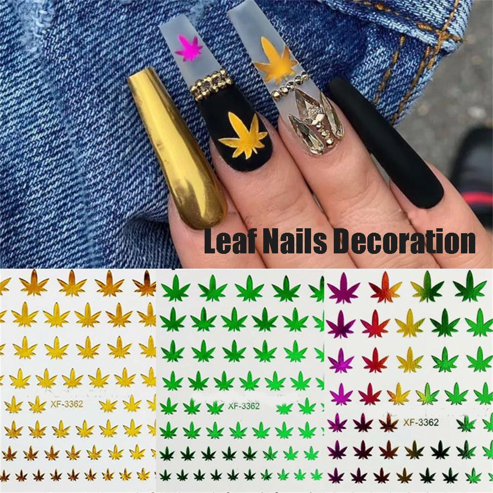 Nail Art 3D Decal Adhesive Stickers Pot Weed Leaf Nails Salon Manicure  Decoration - AliExpress Beauty & Health