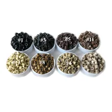 1000 шт 5*3*3 мм средняя блондинка алюминиевый цвет микро кольцо силиконовой подкладке бусины трубки для микро кольцо расширение