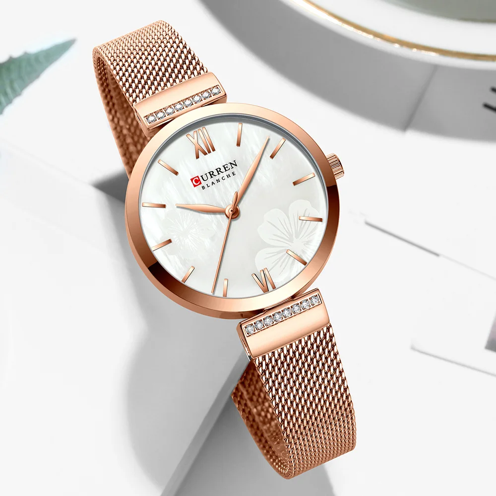 CURREN новые высококачественные тонкие женские часы, высококачественные часы в деловом стиле, водонепроницаемые кварцевые женские часы