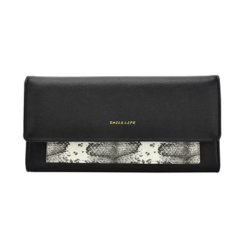 

Patchwork Snake Pattern Long Wallets for Women Phone Pack Credit Card Holder Women's Coin Purses Trifold Clutch Wallet Lady