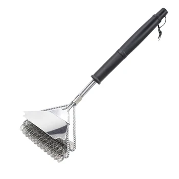 

3 In 1 Cleaning Tools Non Stick No Wire Fell Stains Remove With Spatula Home Kitchen Grill Brush Outdoor Barbecue BBQ Accessory