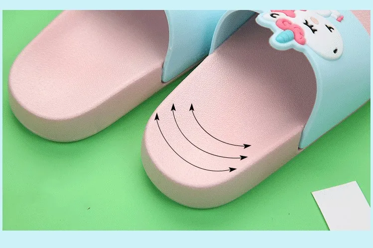 HIPAC Rainbow Unicorn Slippers For Kids New Summer Boy Girl Beach Shoes Baby Toddler Soft Indoor Bathroom Slippers Flip Flops