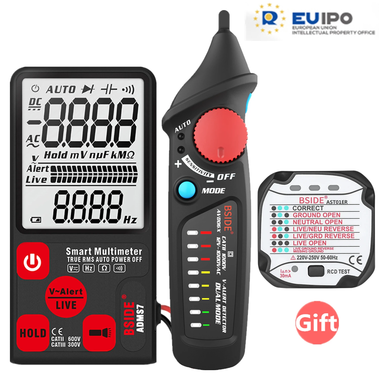 

ADMS7 Voltage Tester 3.5'' Large LCD Digital Smart Multimeter 3-Line Display TRMS 6000 Counts DMM with Analog Bargraph
