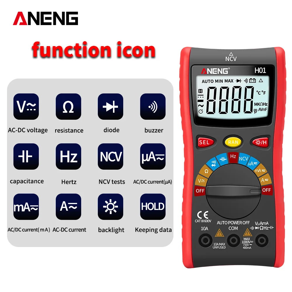 ANENG H01 4000 Графы мультиметр цифровой тестер Мультиметр мультиметры токовые клещи
