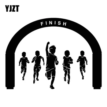

YJZT 17.9CM*13.1CM Runners Finish Sports Running Winner Car Sticker Car Styling Black/Silver Interesting C31-0042